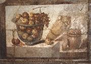 unknow artist Kristallschussel with fruits Wandschmuch out of the villa di Boscoreale painting